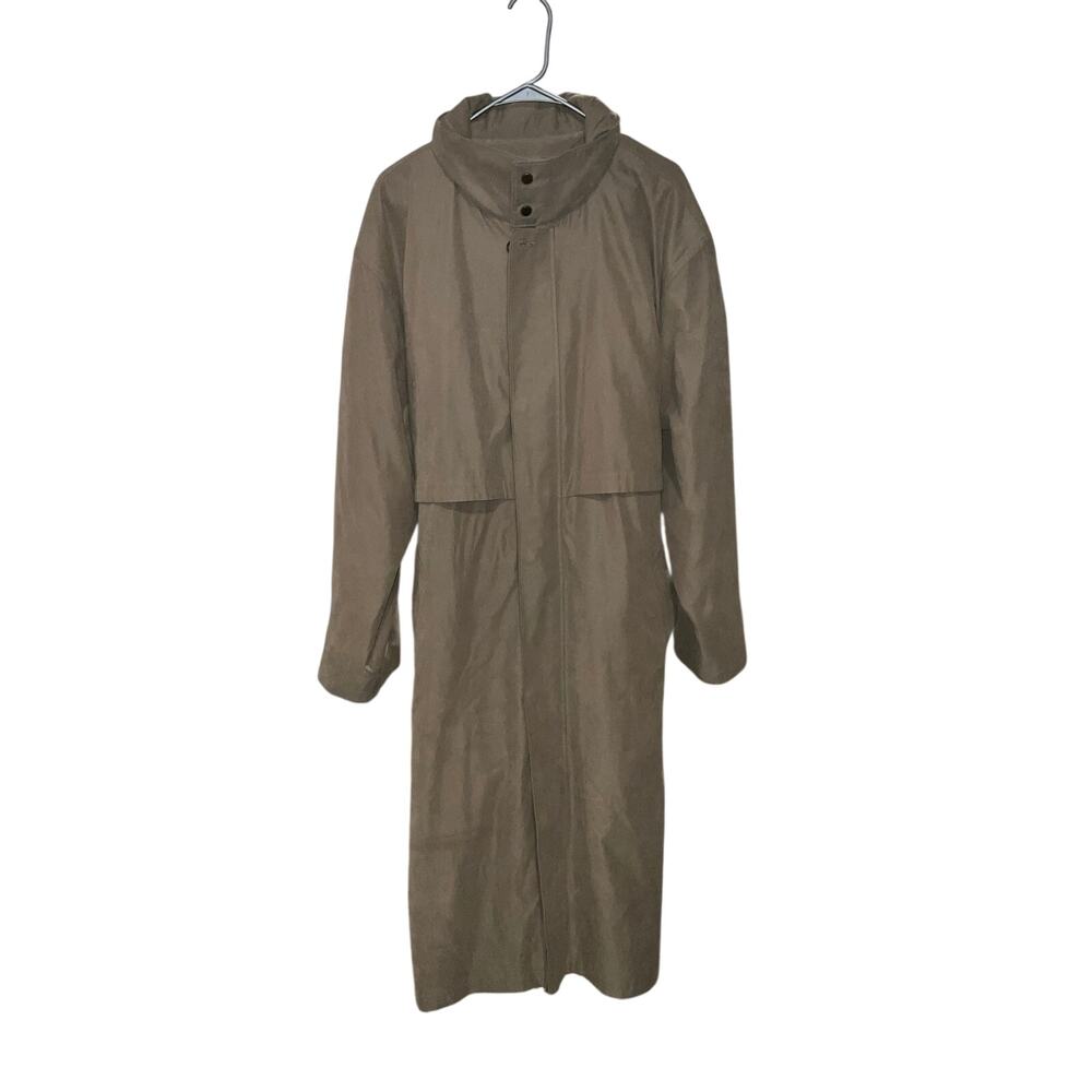 London Fog Khaki Taupe Brown Belted Removable Liner Trench Coat Size 42